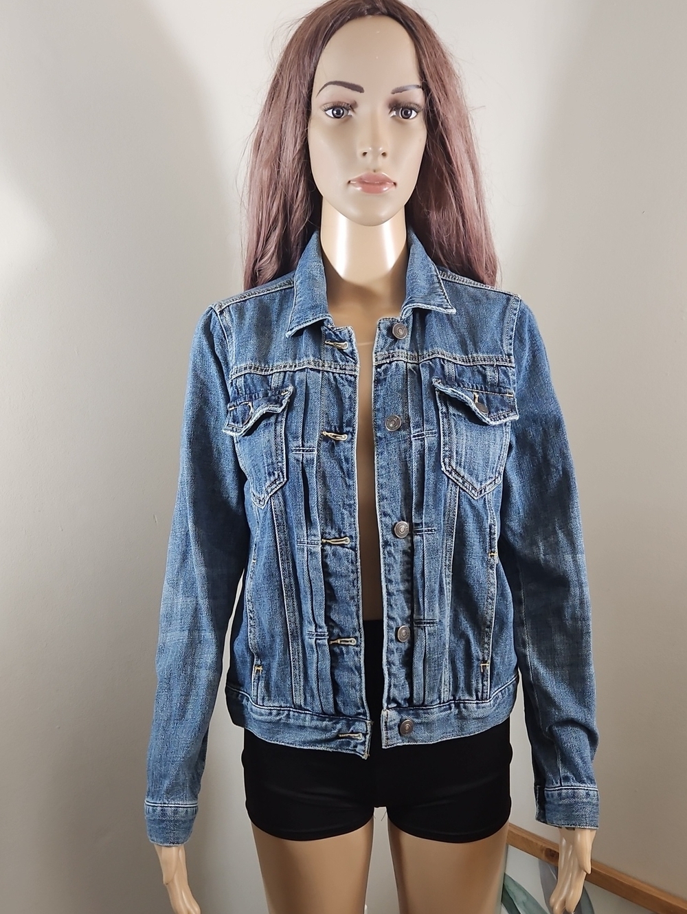 Abercrombie & Fitch Blue Denim Jacket - Women's Trucker Jean Jacket Size SMALL